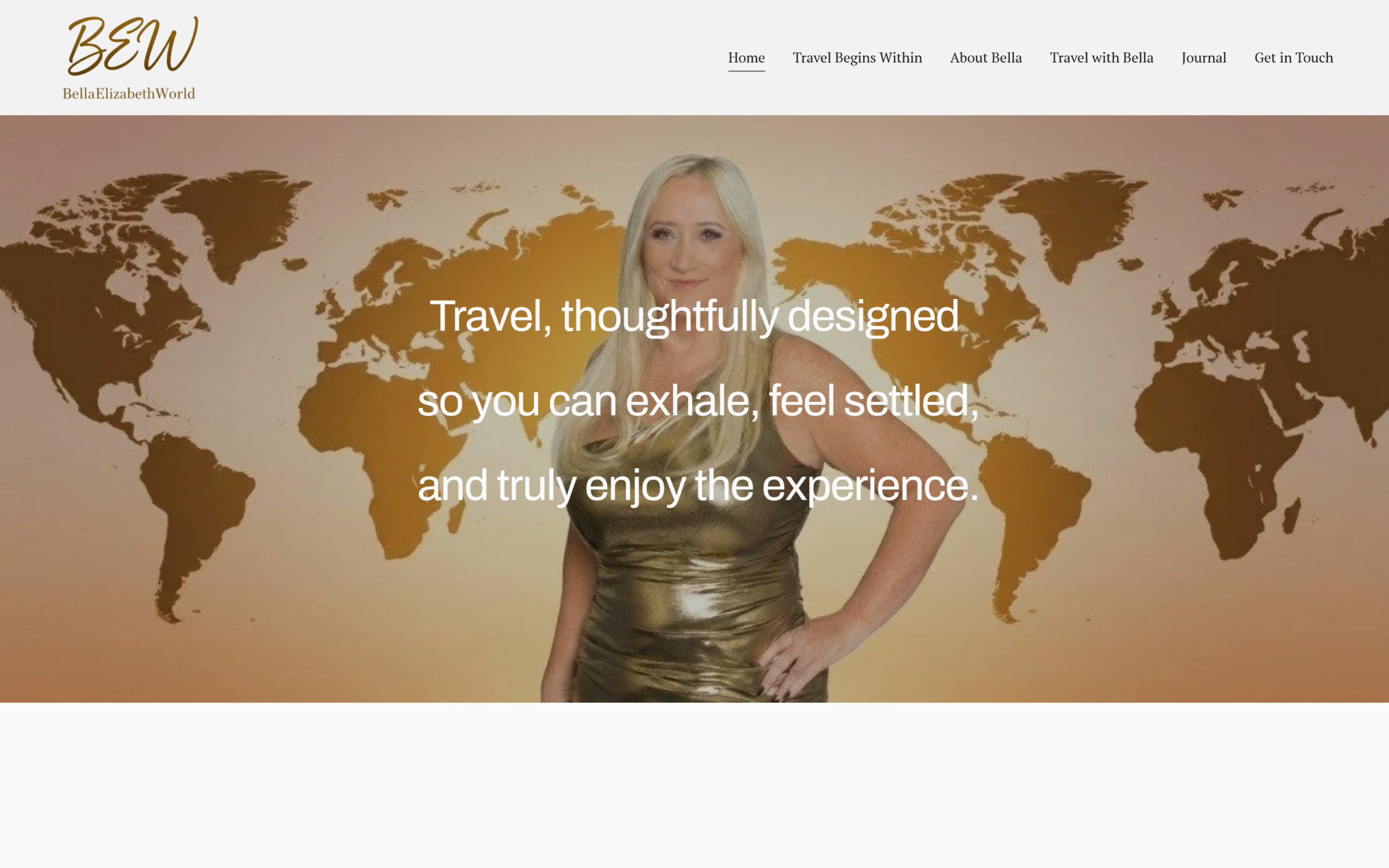 Bella Elizabeth World website built on Squarespace by SN Web Works