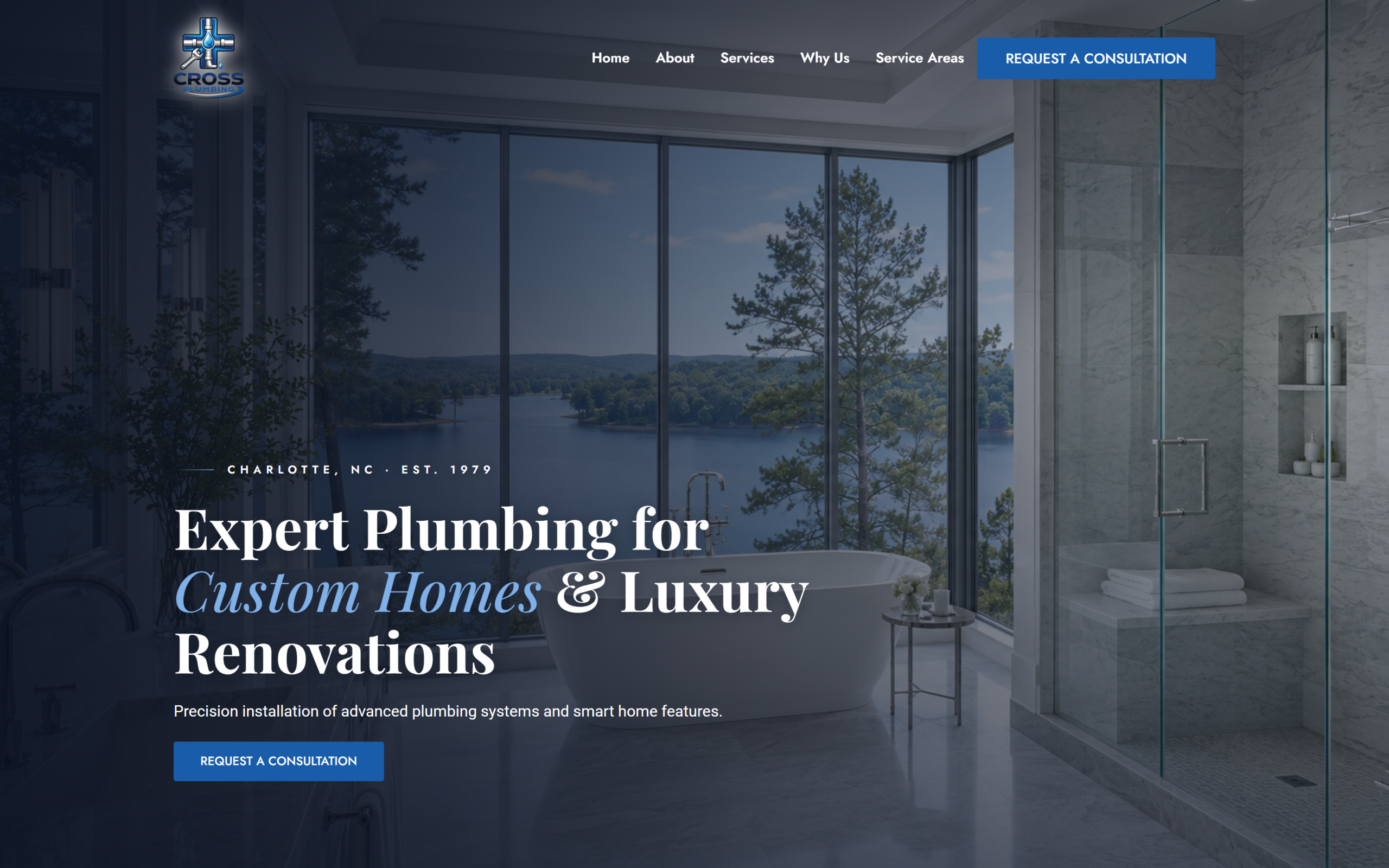 Cross Plumbing Charlotte website built on WordPress by SN Web Works