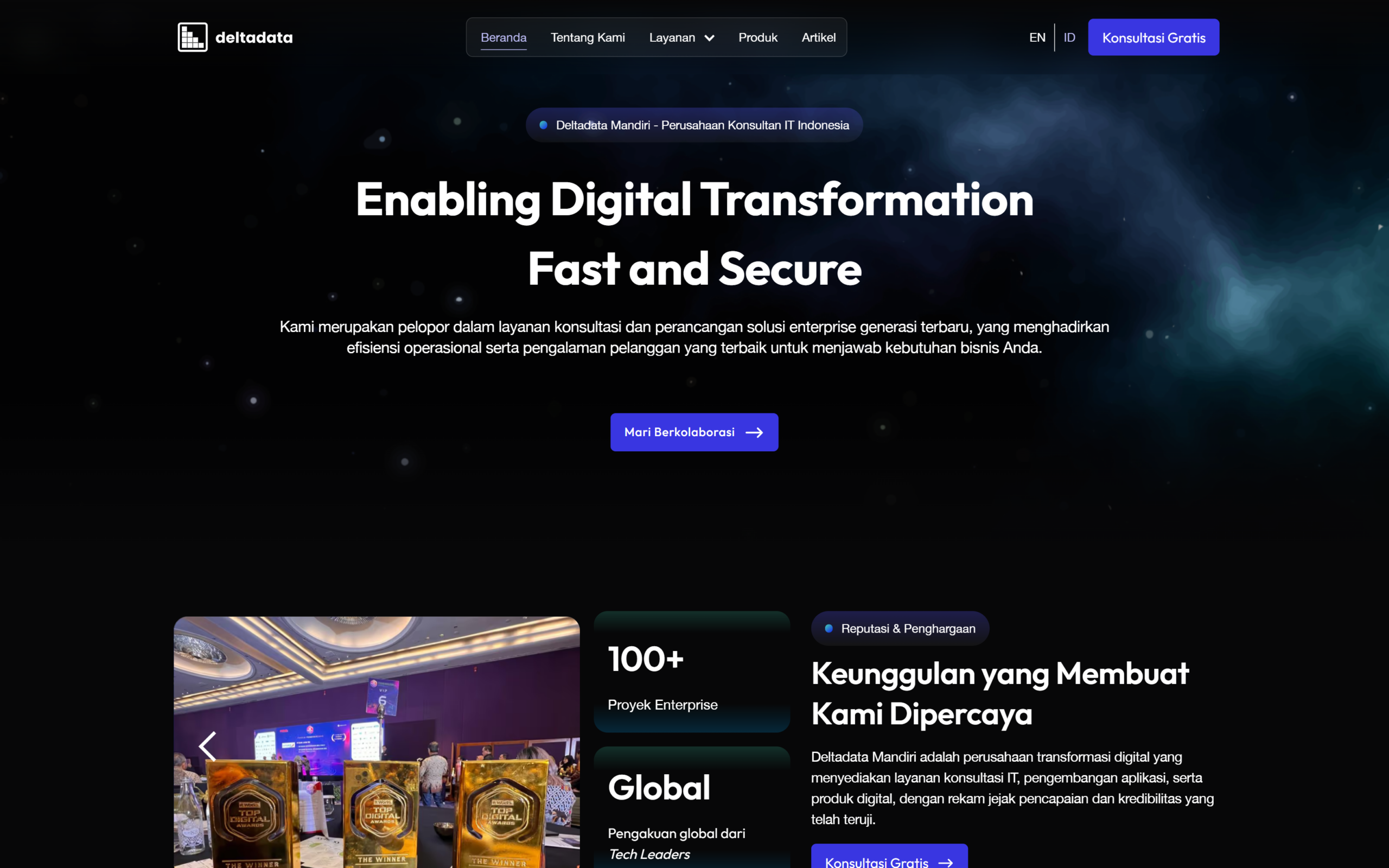Delta Data Mandiri technology company website built on Webflow