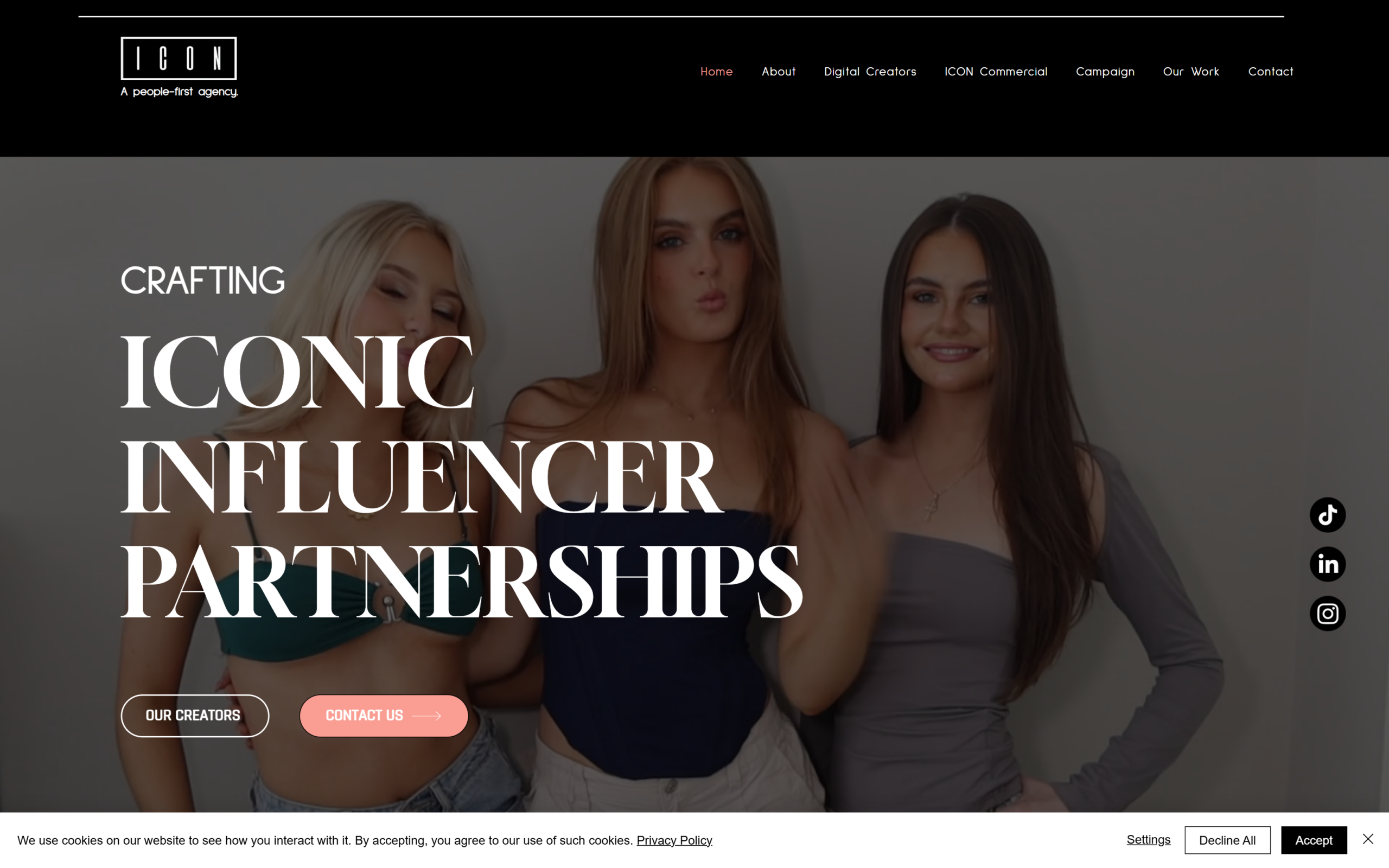 Icon Management influencer marketing agency website built on Wix
