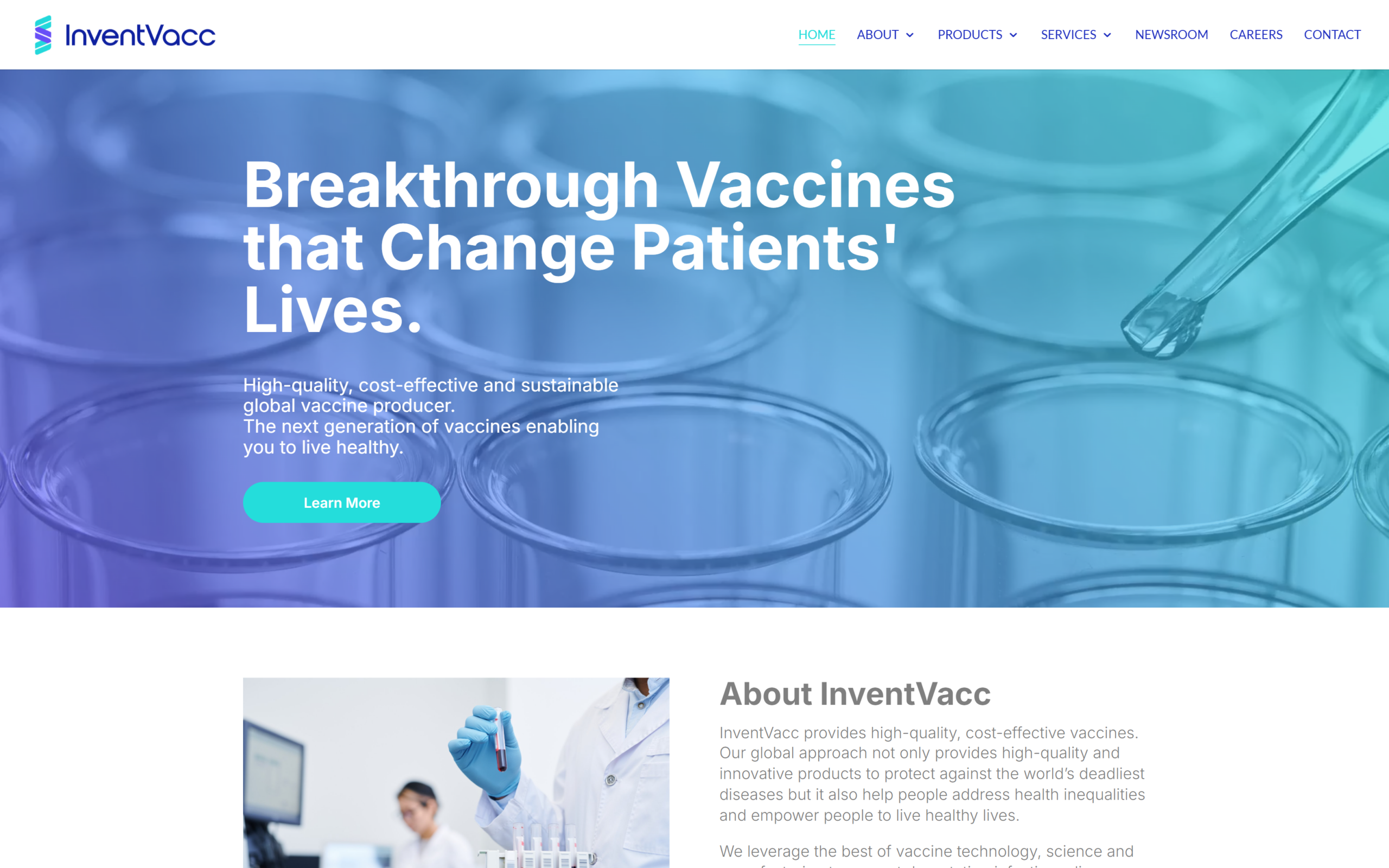 InventVacc website built on WordPress by SN Web Works