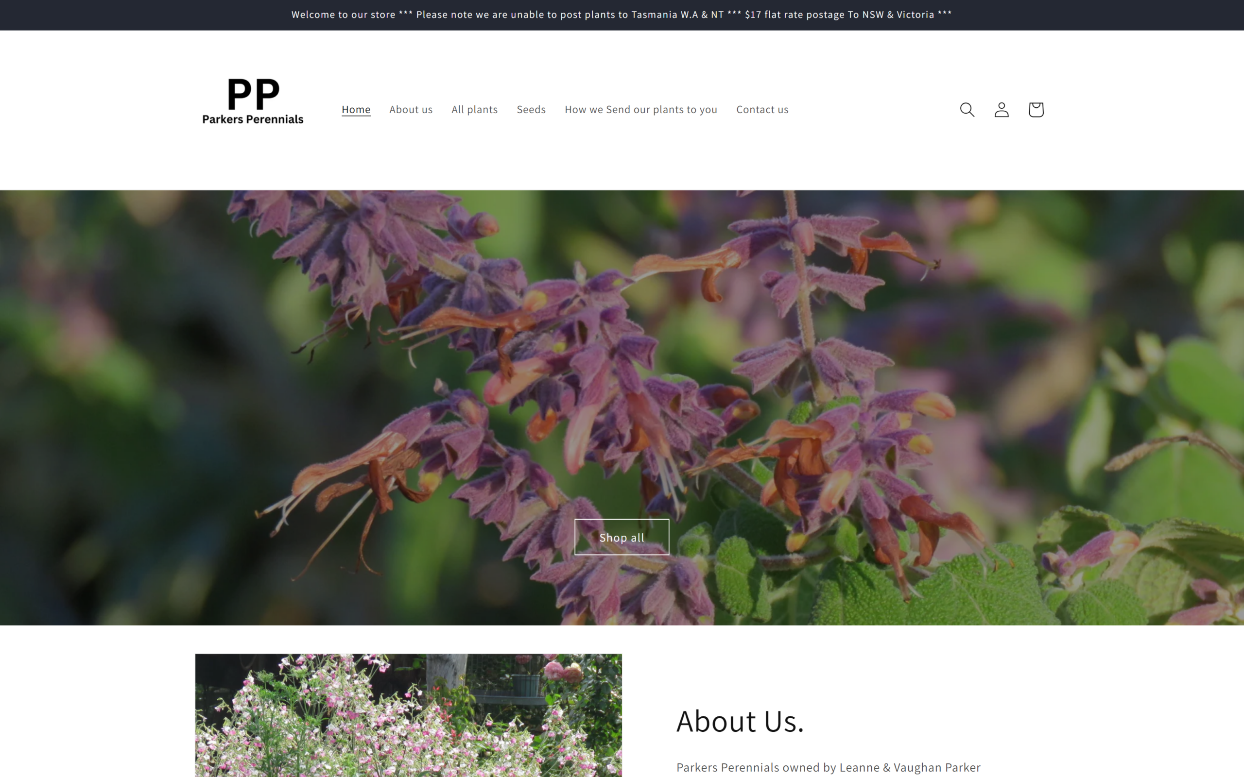 Parker's Perennials plant nursery online store built on Shopify