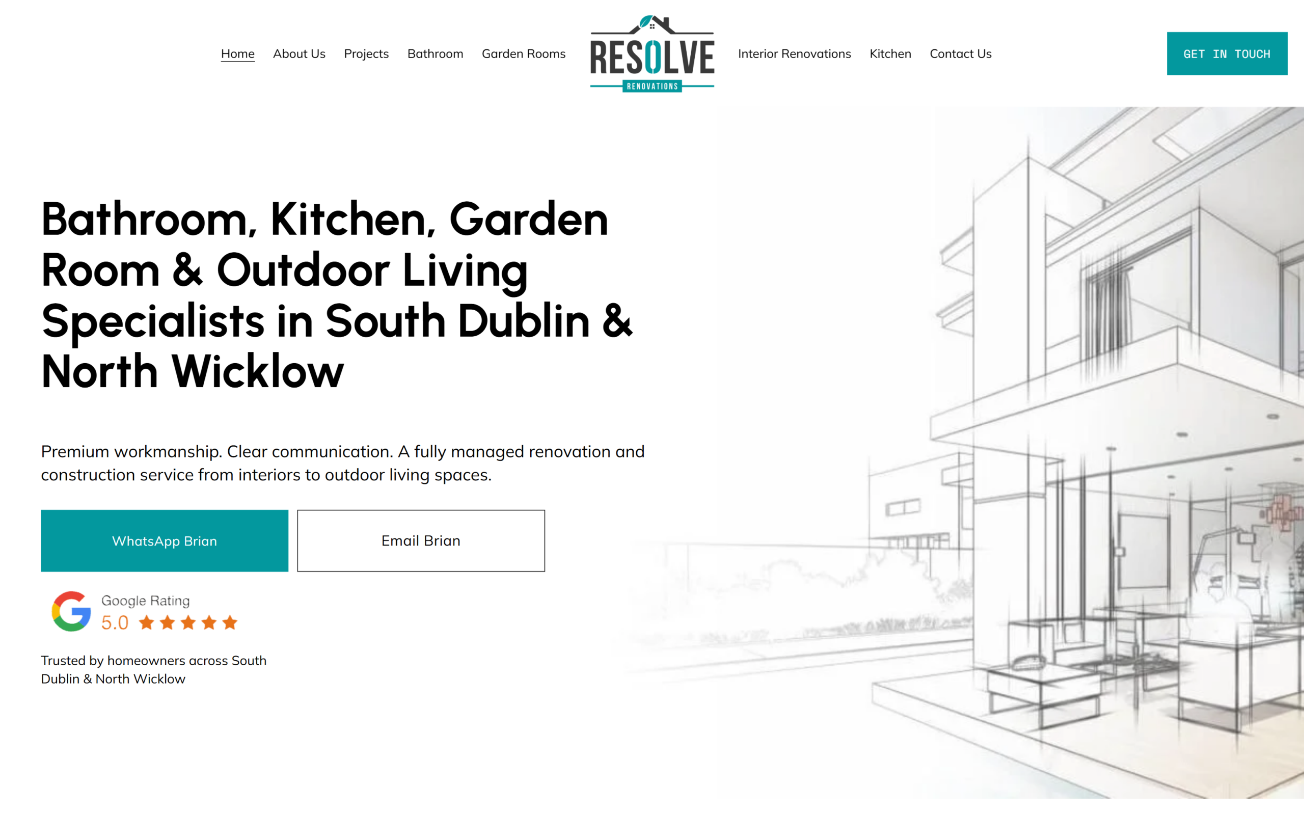 Resolve Renovations Dublin renovation contractor website built on Squarespace