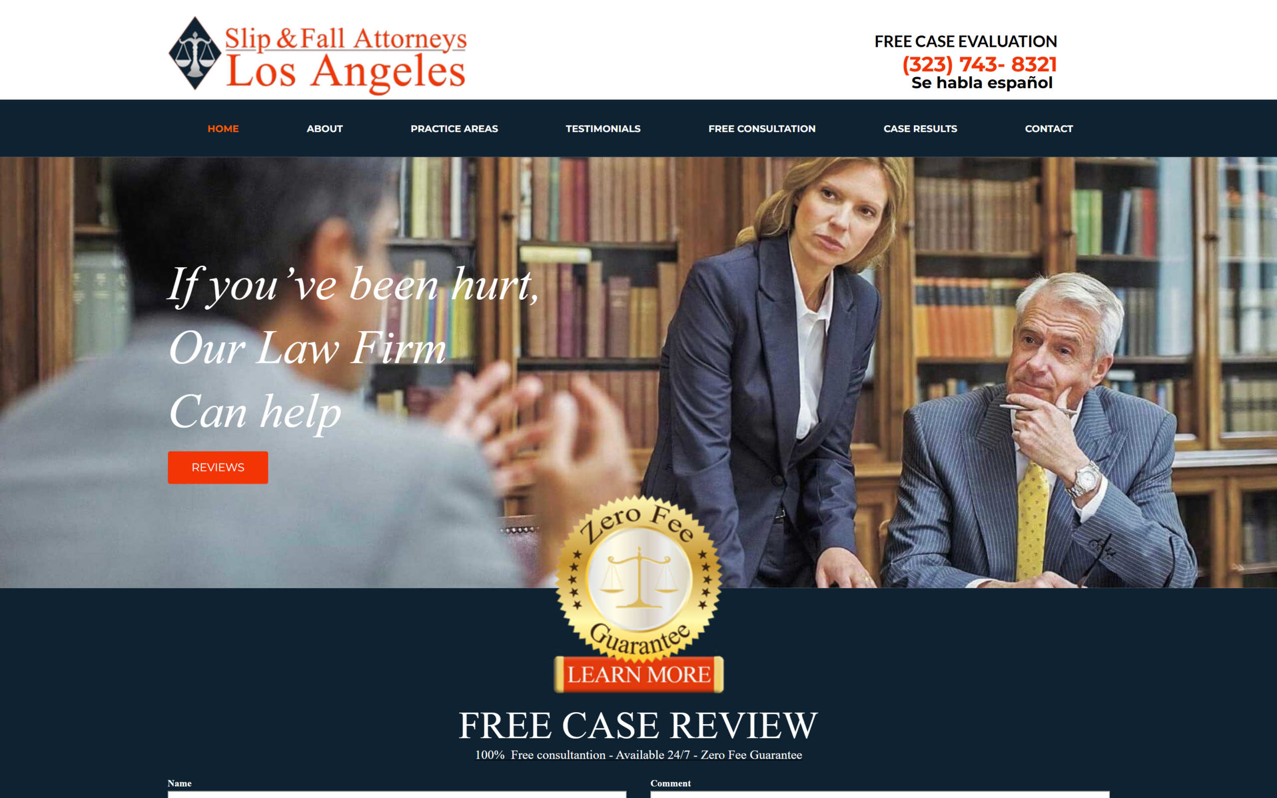 Slip and Fall Attorney Los Angeles law firm website built on Weebly